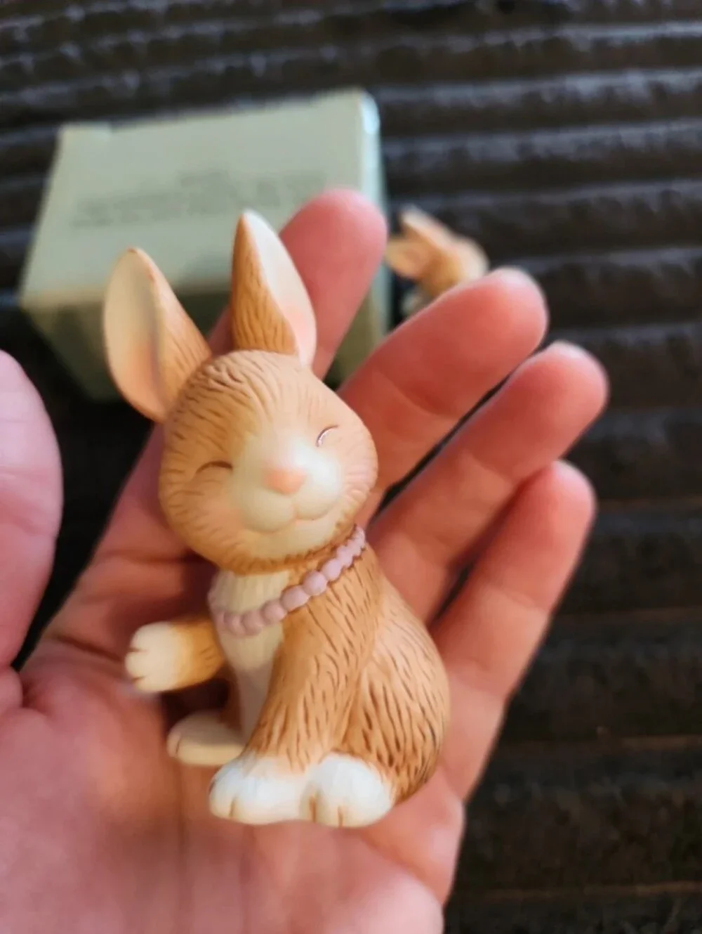 Avon 1990 Brown Ceramic Bunny Figurine Pair - Small Pets Decor
